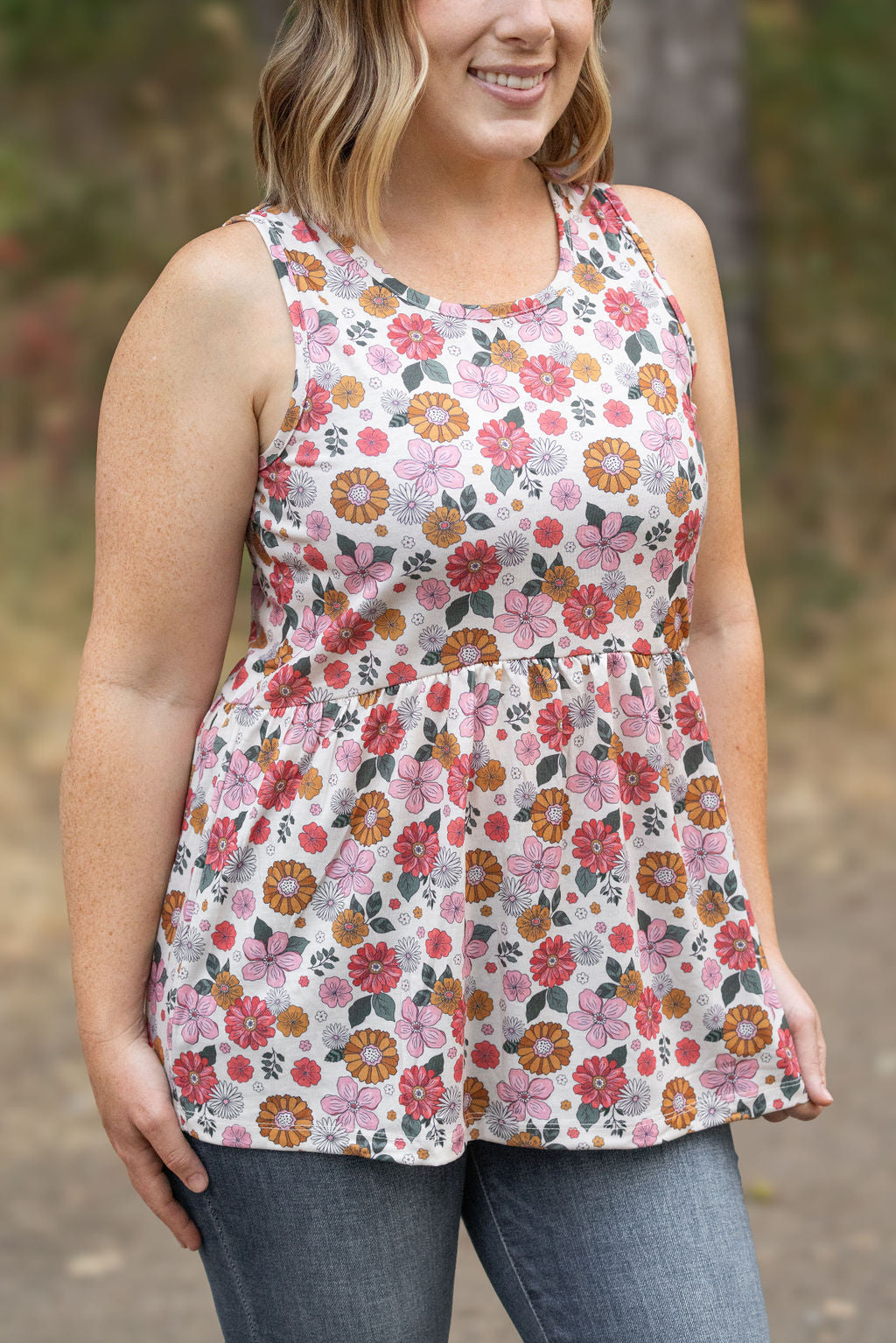 Renee Ruffle Tank - Fall Boho Floral FINAL SALE