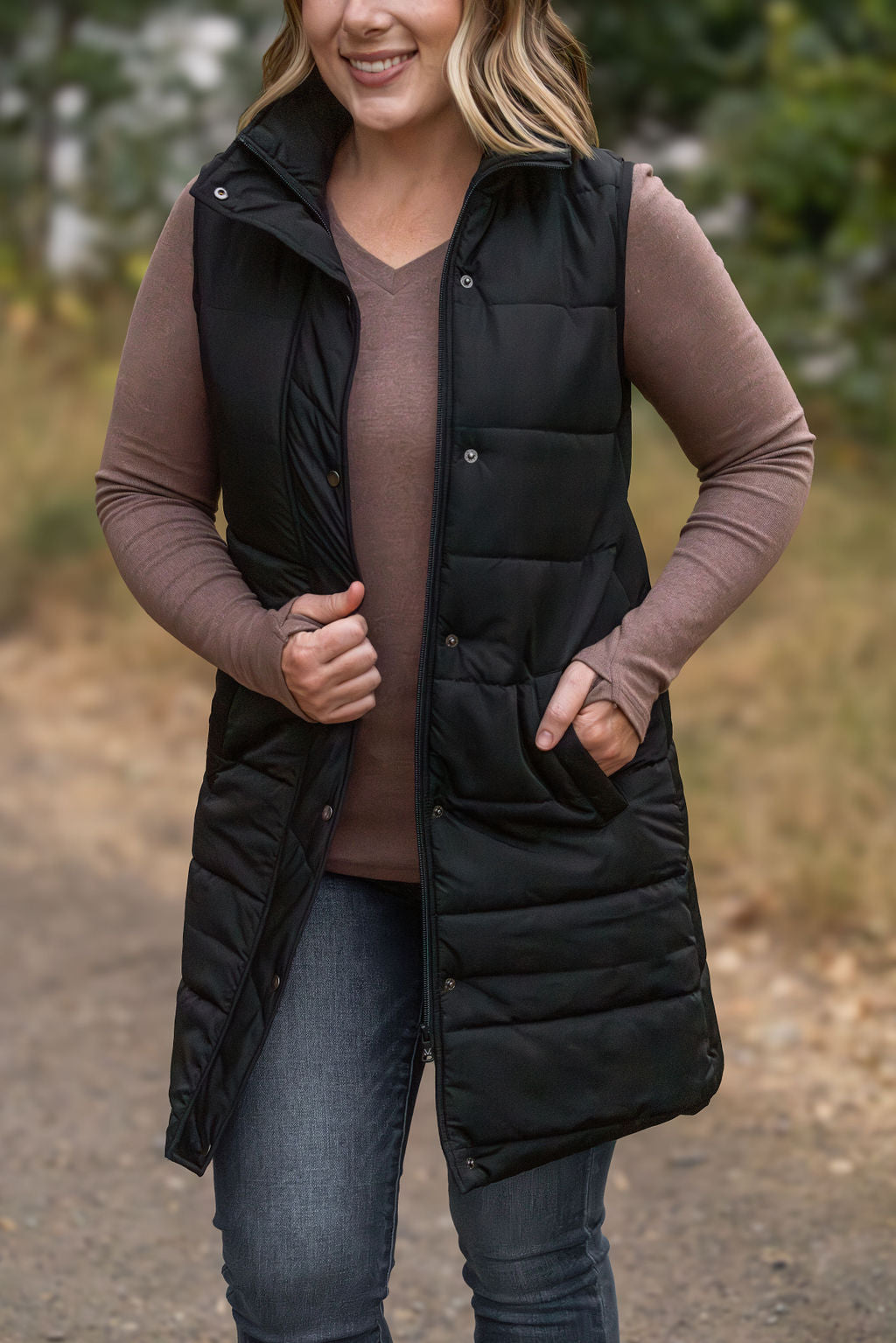 Harlow Long Vest - Black