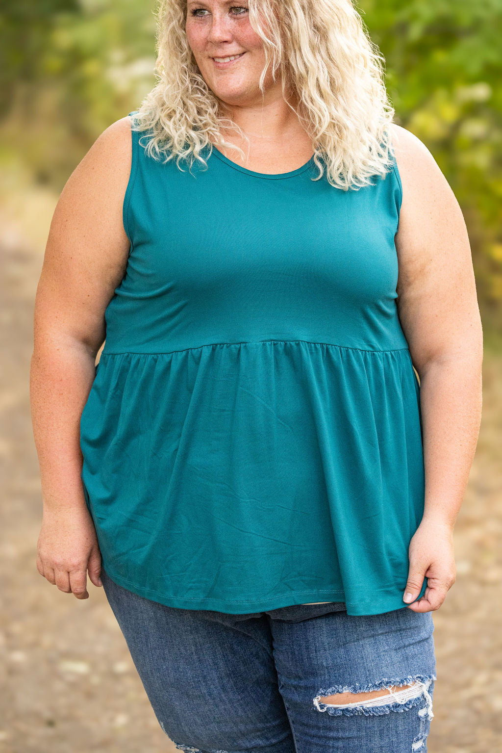 IN STOCK Renee Ruffle Tank - Teal