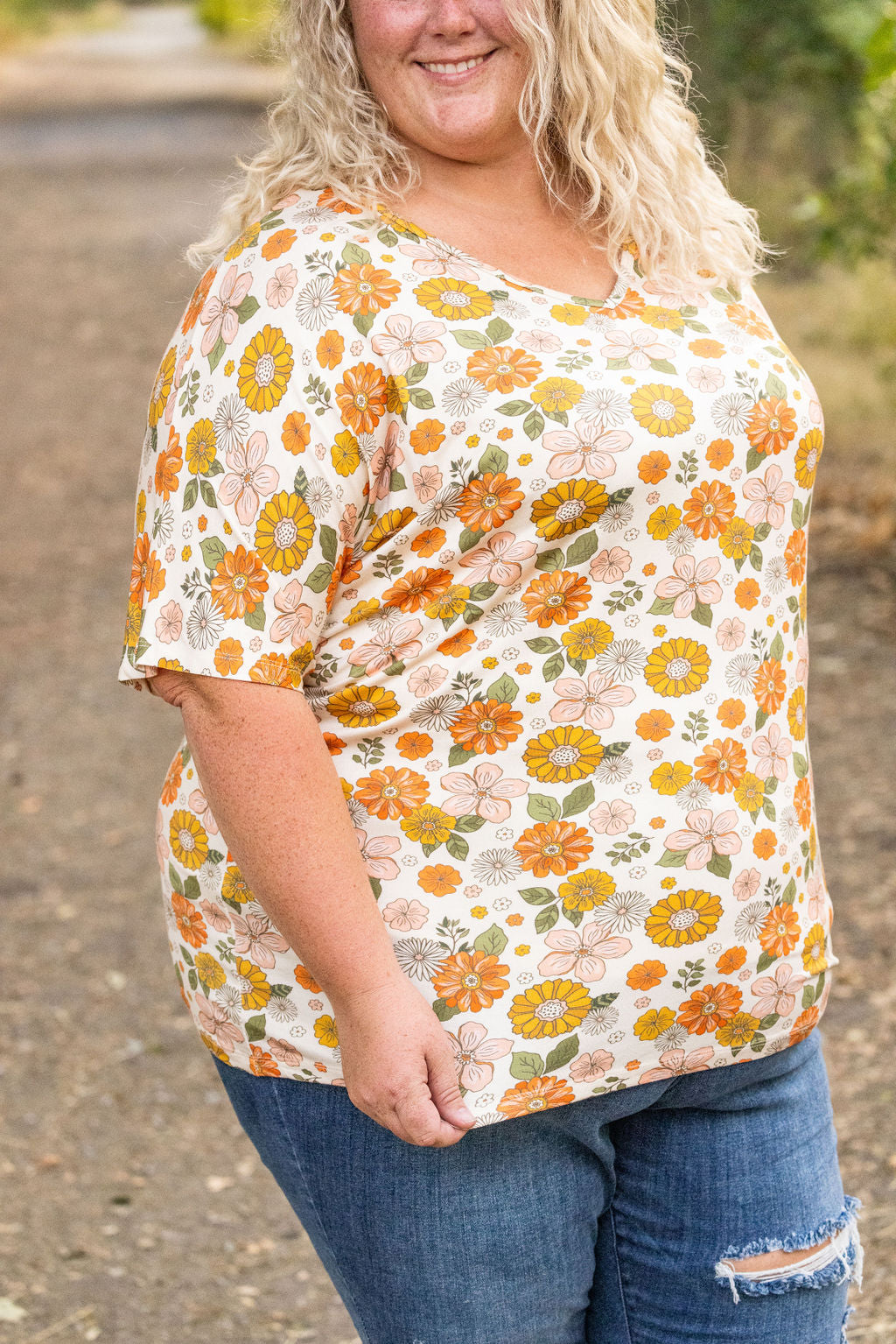 Chloe Cozy Tee - Fall Boho Floral FINAL SALE