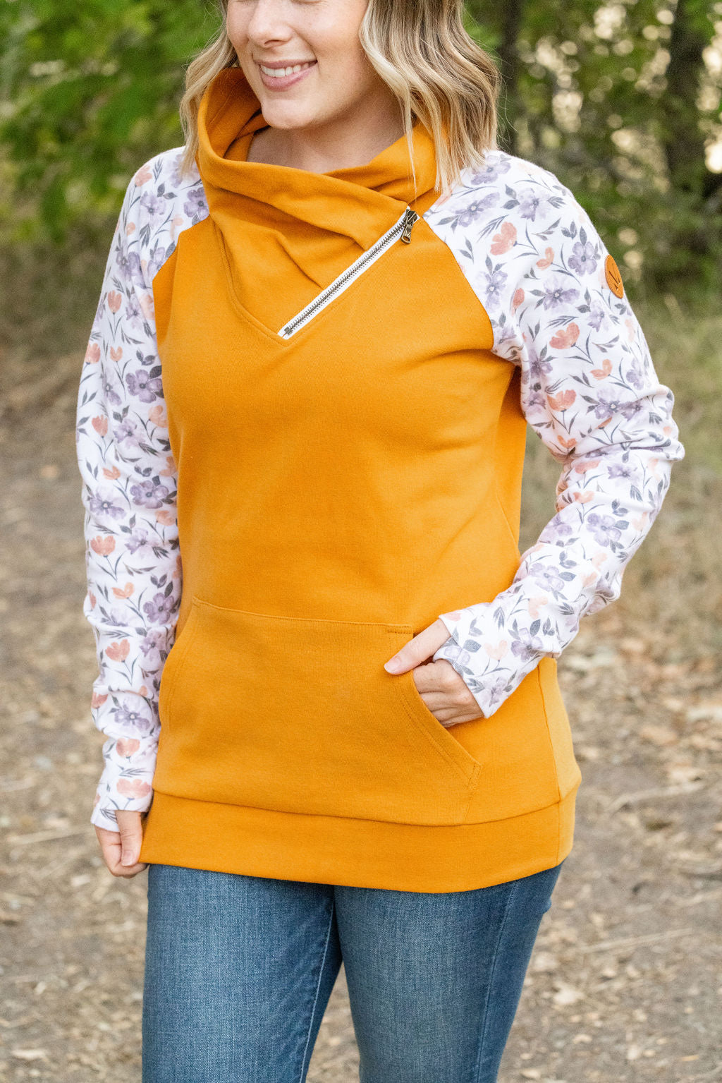 Zoey ZipCowl - Mustard and Harvest Floral FINAL SALE