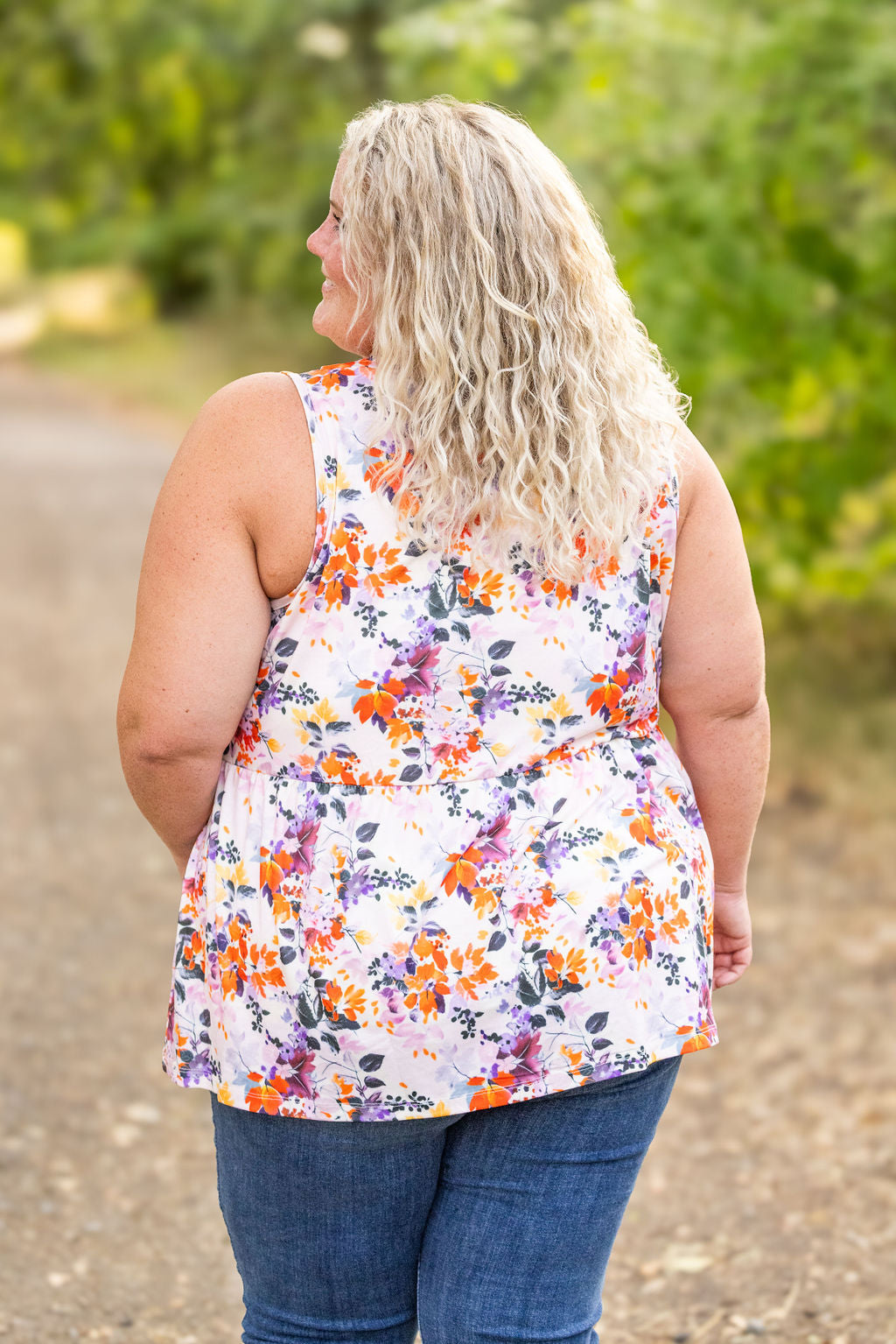 Renee Ruffle Tank - Floral Leaves FINAL SALE