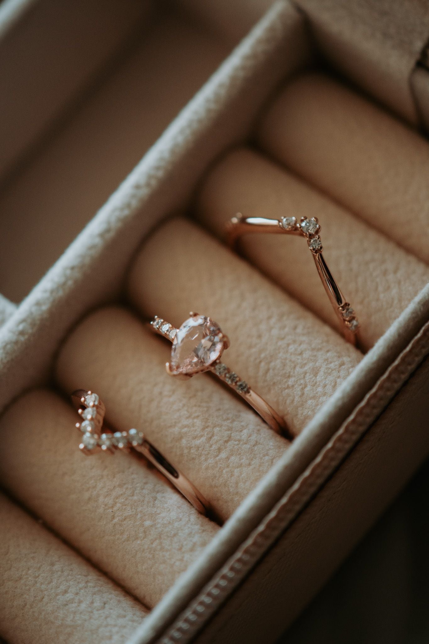 Taryn Morganite Rose Gold 3PC Ring Set