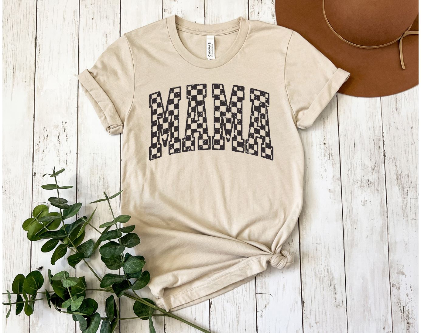 Checkered Mama Tee