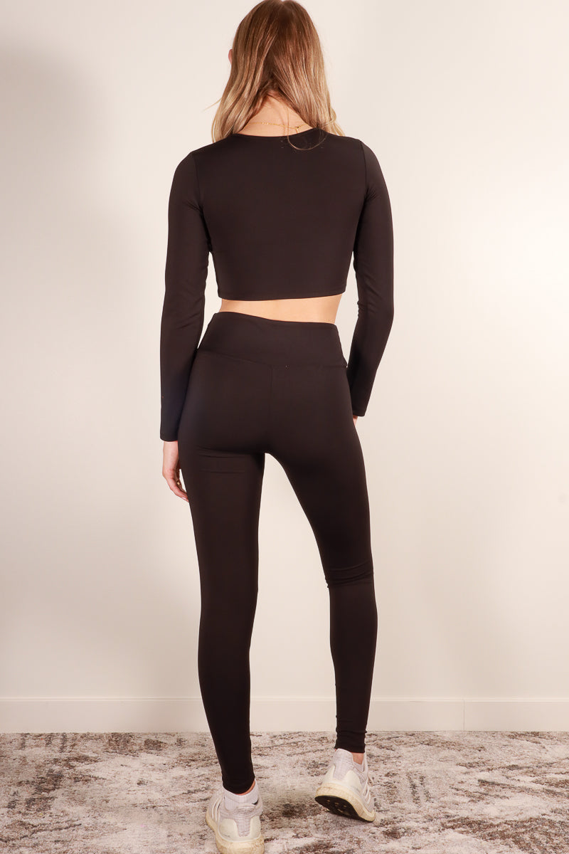 Long Sleeve Crop Top & High Waist Leggings Activewear Set