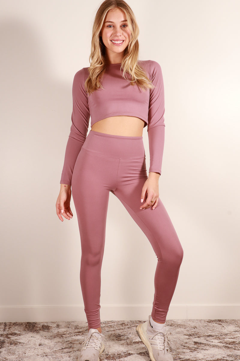 Long Sleeve Crop Top & High Waist Leggings Activewear Set