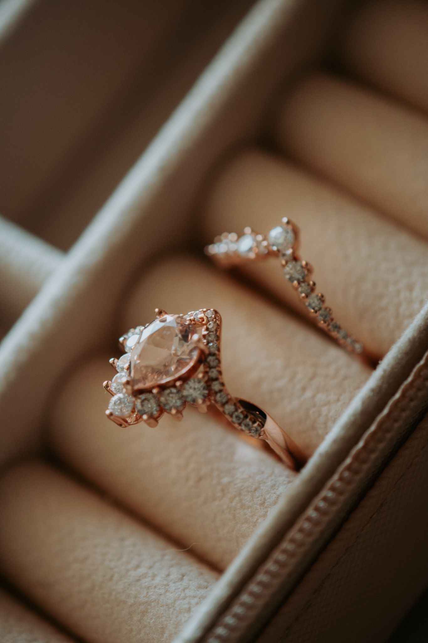 Rayna Morganite Rose Gold Ring Set