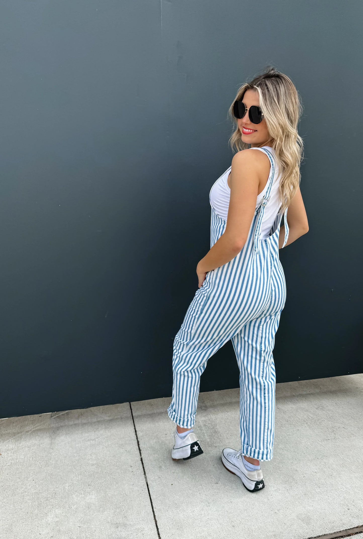 PREORDER: Blue Stripe Britte Romper Overalls