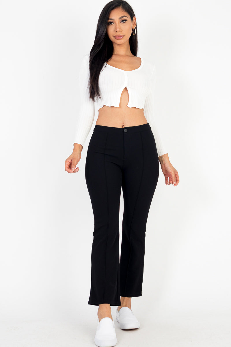 High Waist Knit Flare Pants