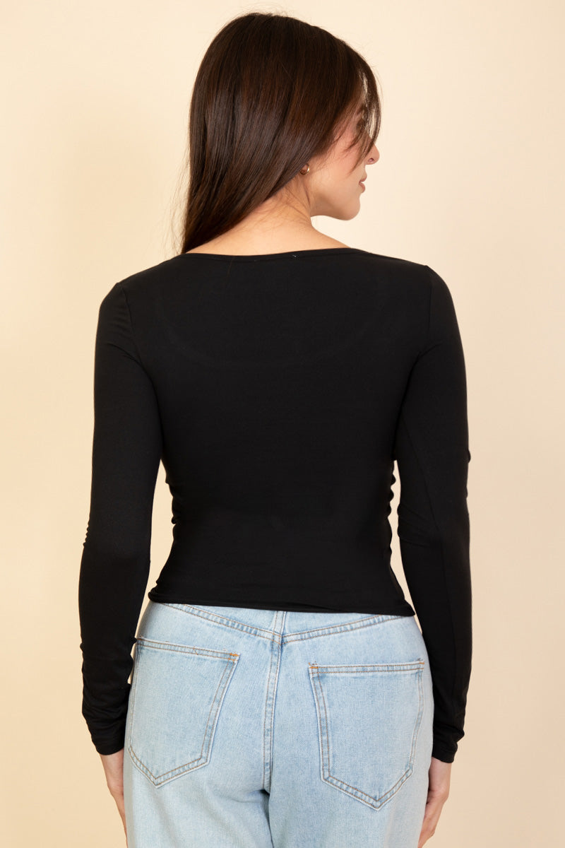 Square Neck Long Sleeve Top