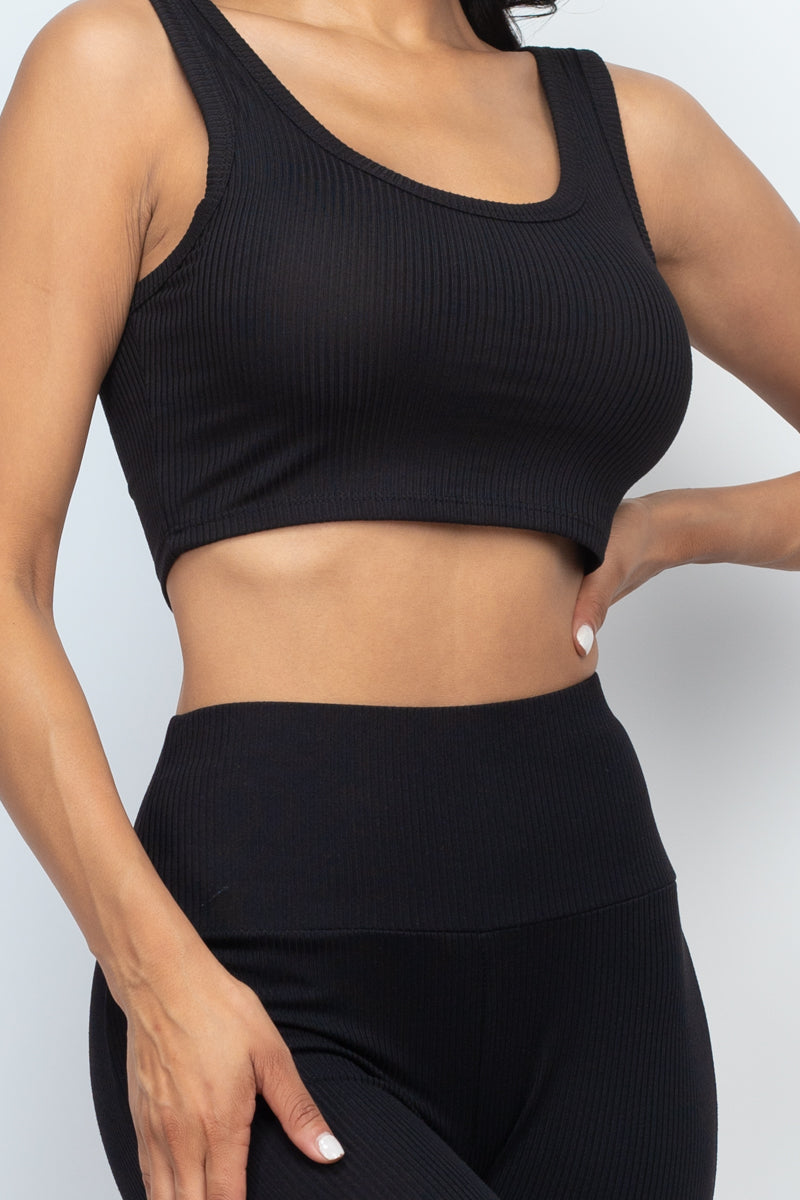 Ribbed Crop Top & Leggings Set