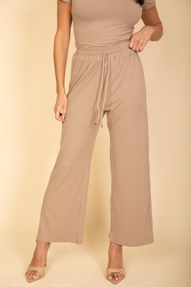 Relaxed Fit Top and Wide-Leg Pants Set