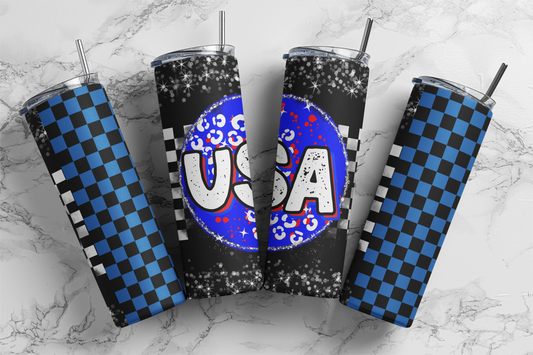 USA Blue Leopard Tumbler