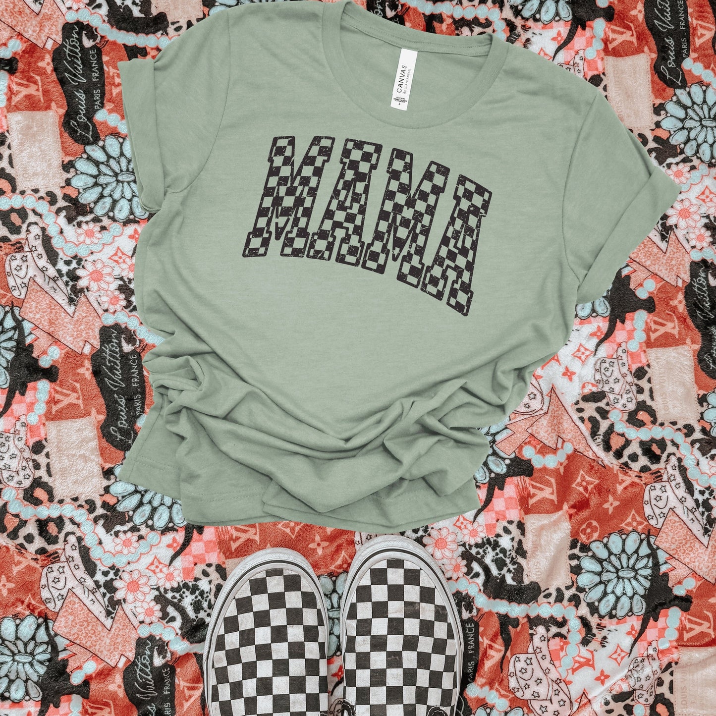 Checkered Mama Tee