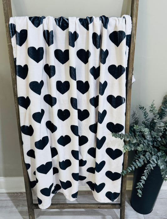 RTS Ivory Checkered Heart Blanket