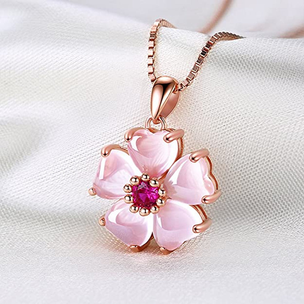 Pink Sakura Pendant Necklace