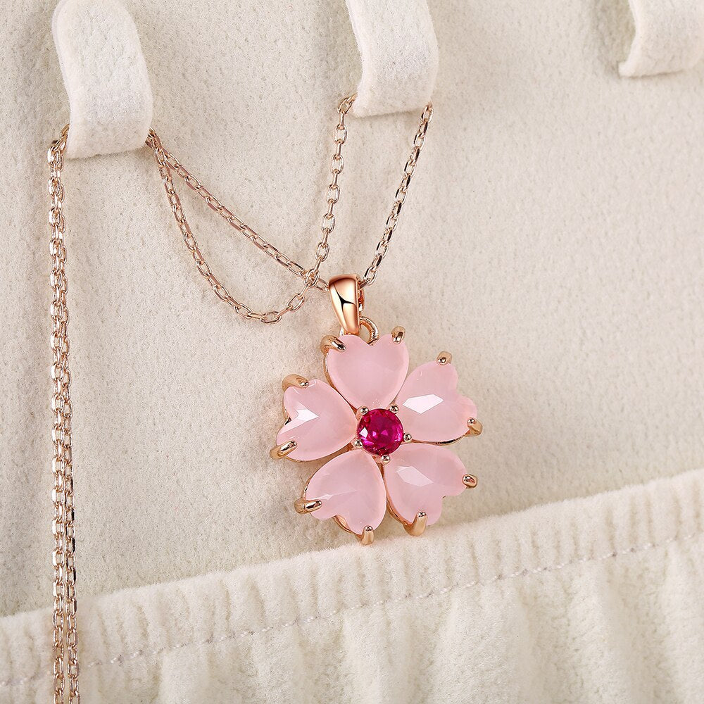 Pink Sakura Pendant Necklace