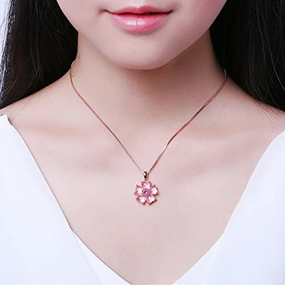 Pink Sakura Pendant Necklace