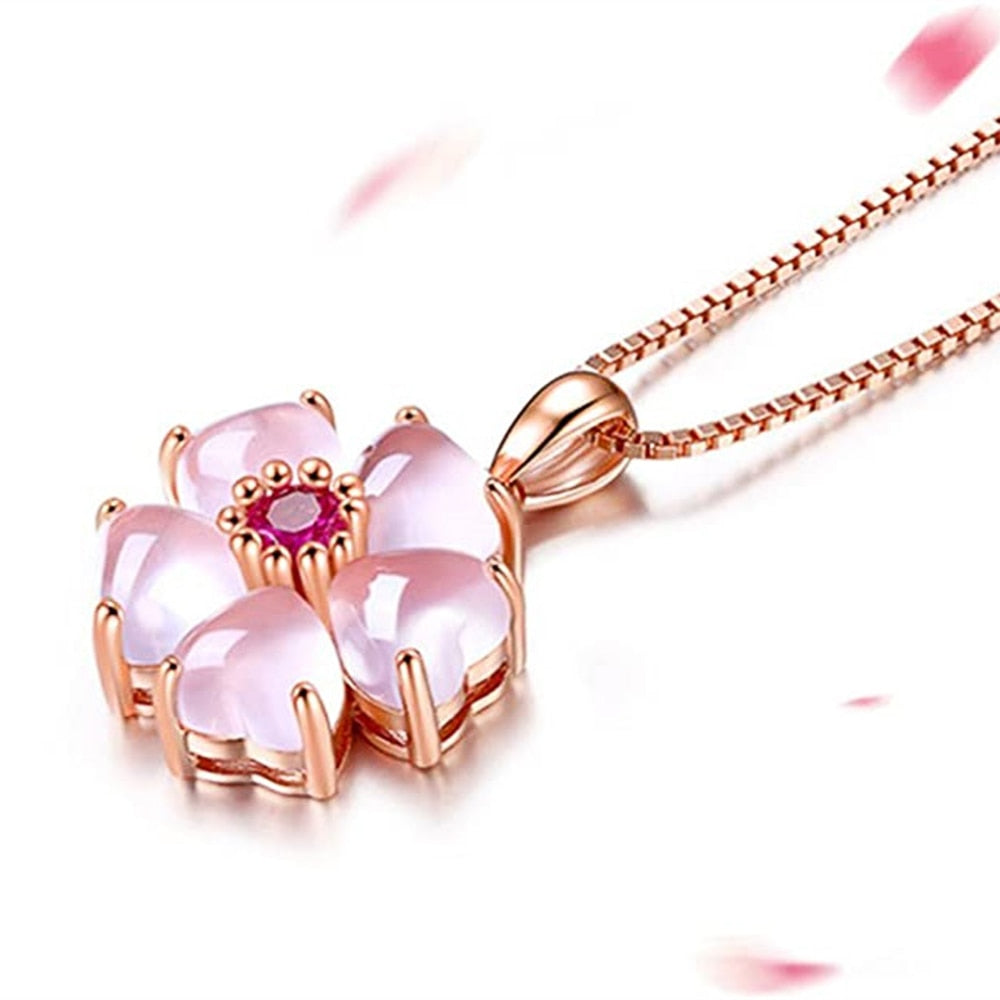 Pink Sakura Pendant Necklace