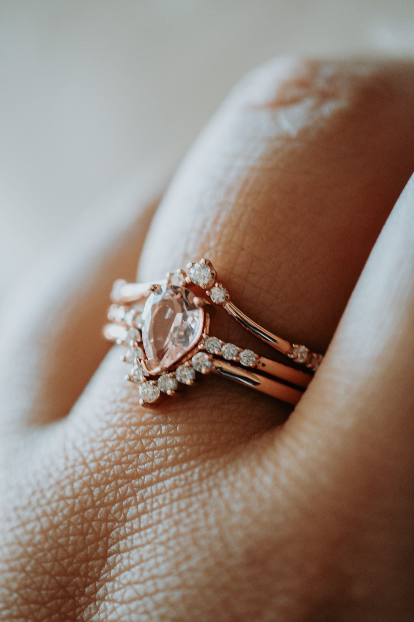 Taryn Morganite Rose Gold 3PC Ring Set