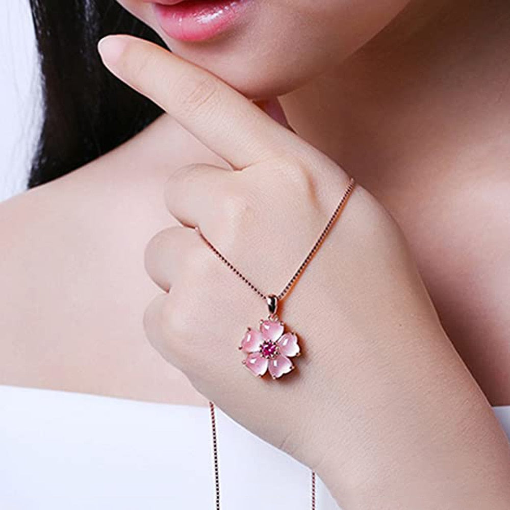 Pink Sakura Pendant Necklace