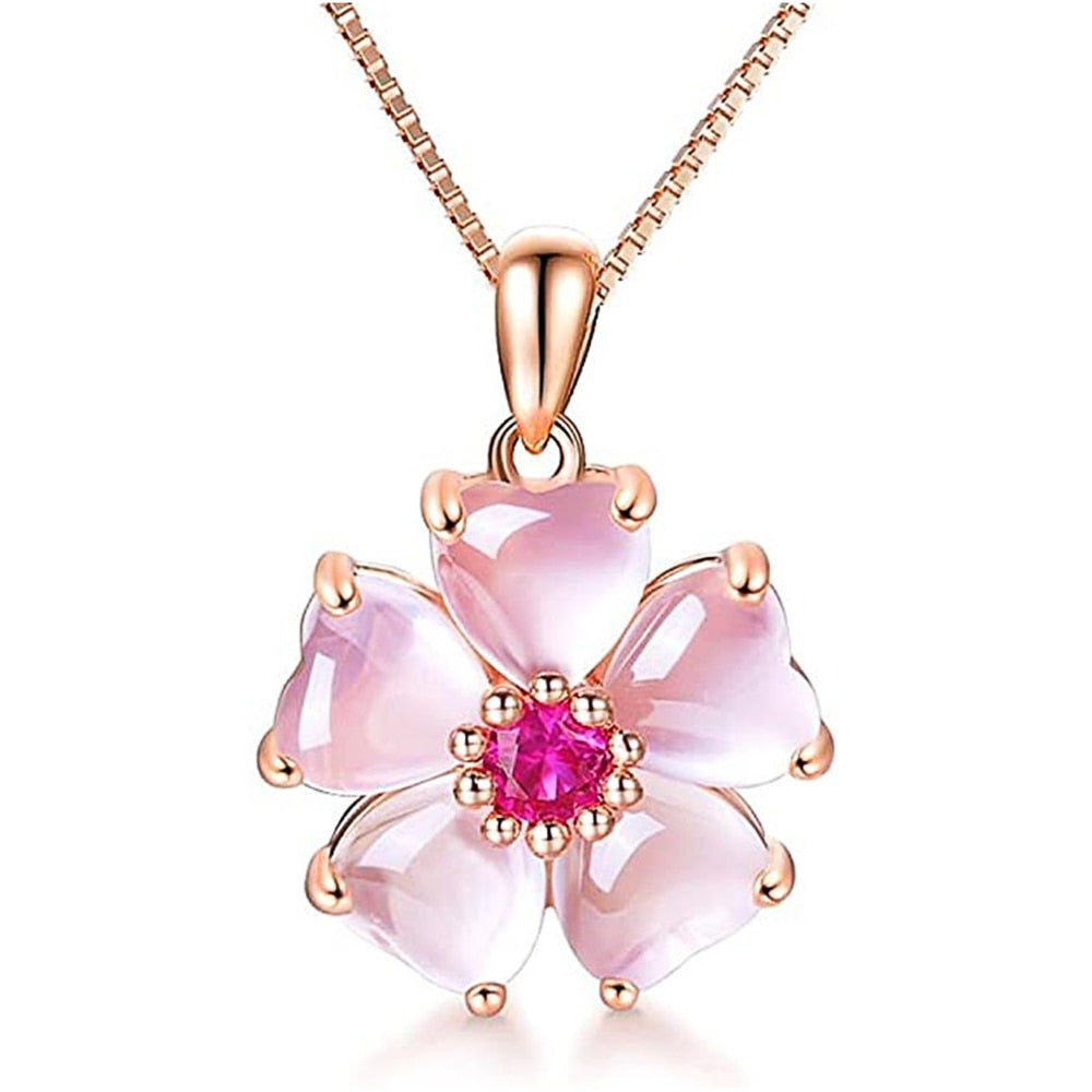 Pink Sakura Pendant Necklace