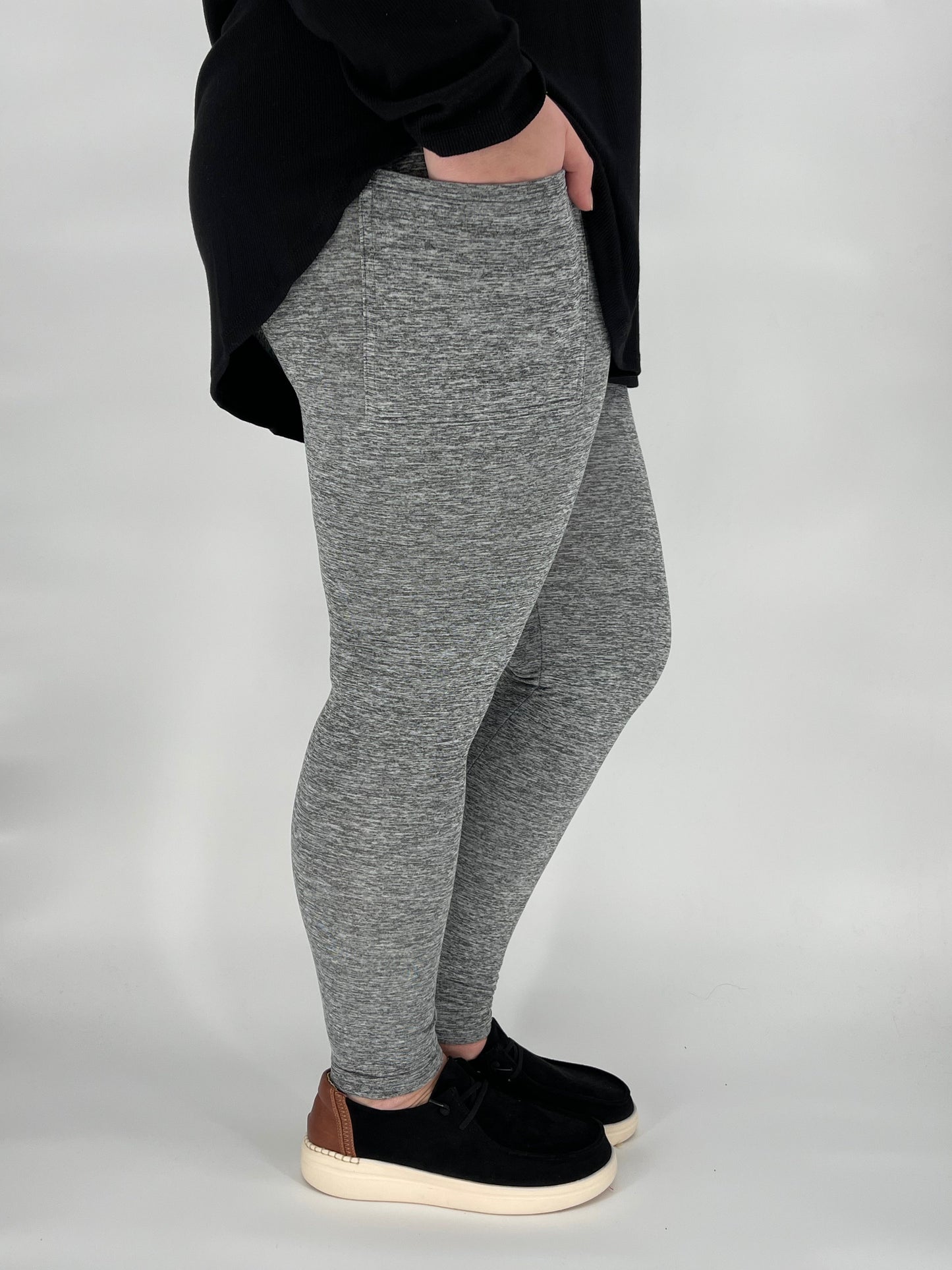 Grey Fleece Leggings w/ Pockets