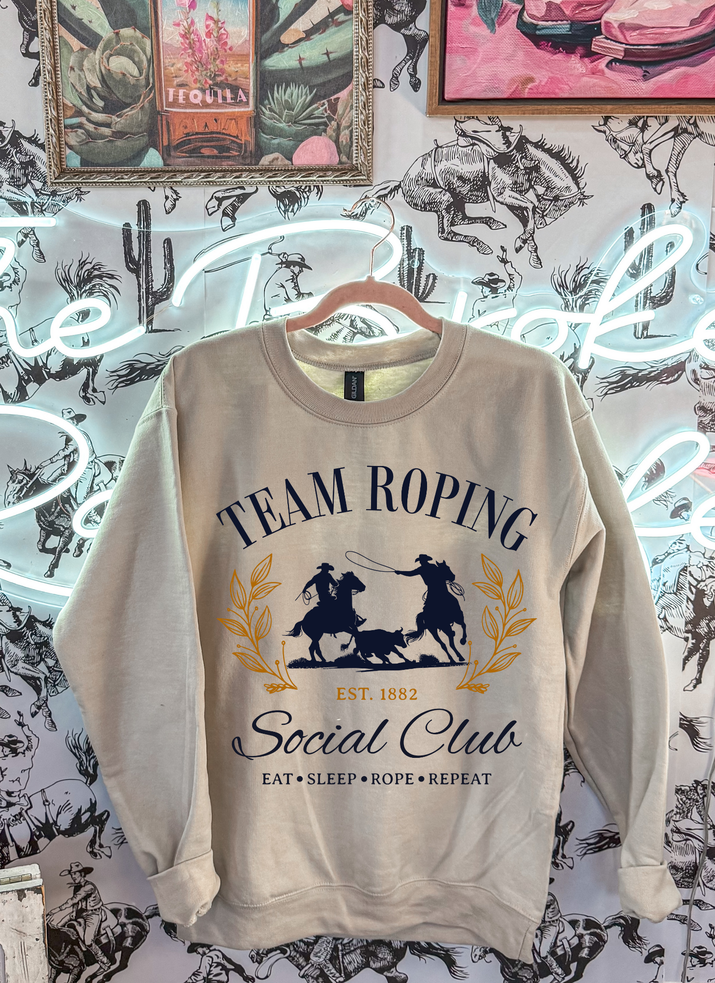 Team roping social sweatshirt