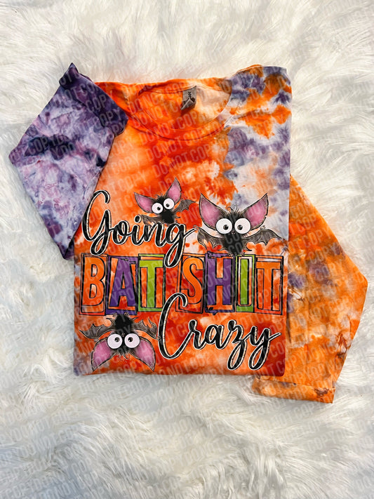 Bat Shit Crazy Orange & Purple Hand Dyed Long Sleeve Tee