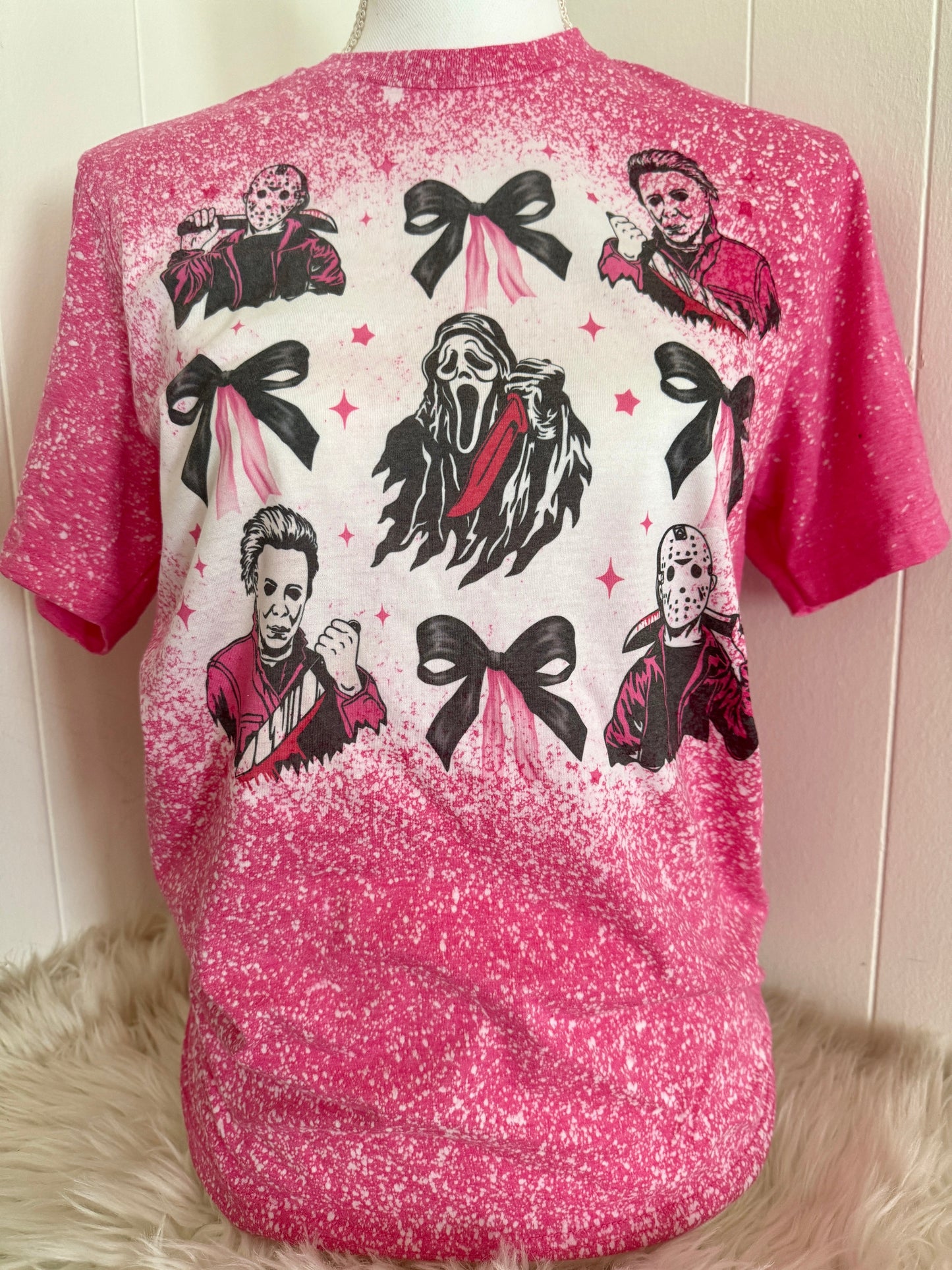 Pink horror bows tshirt