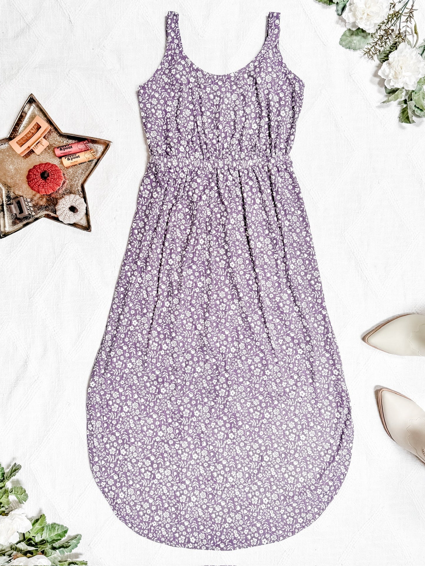 IN STOCK Reagan Ribbed Midi Dress - Lavender Floral | Women's Dress FINAL SALE