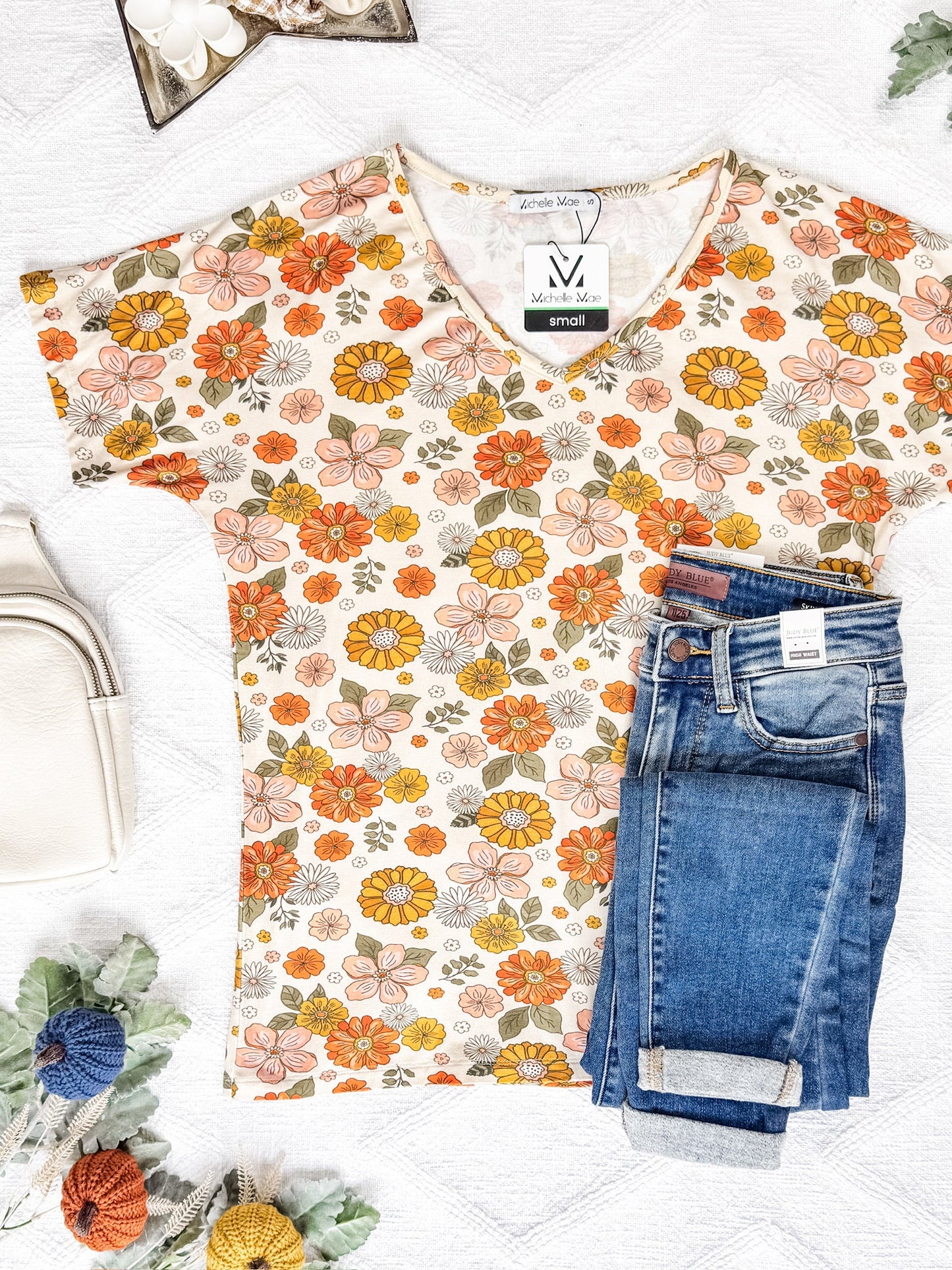 Chloe Cozy Tee - Fall Boho Floral FINAL SALE