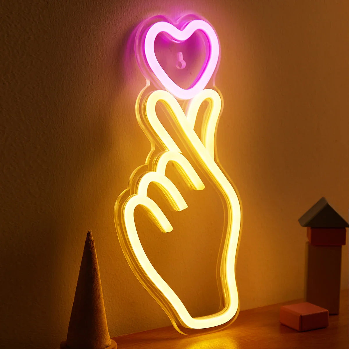 Hand Heart Neon Light Sign