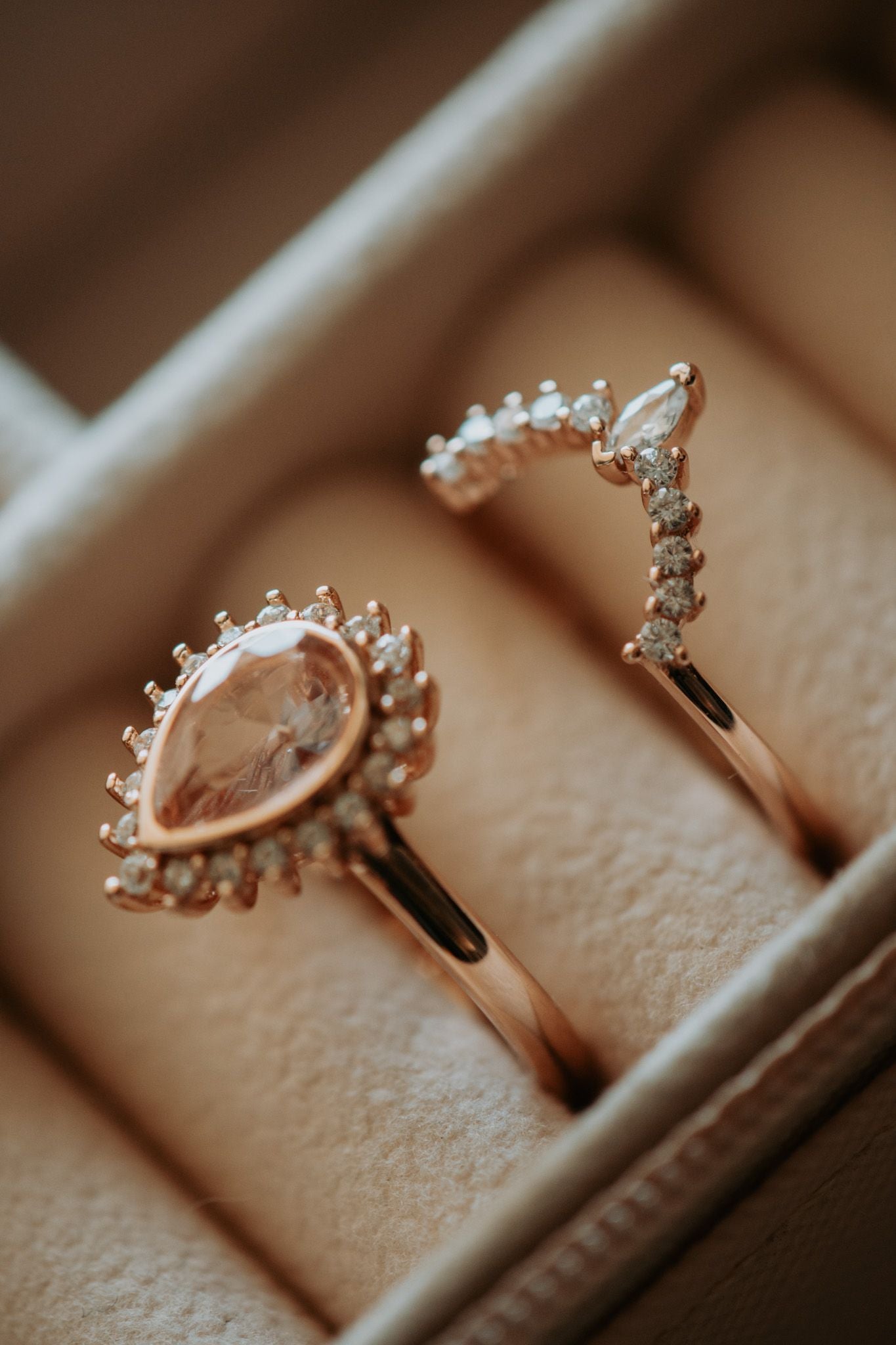 Jordyn Morganite Rose Gold Ring Set