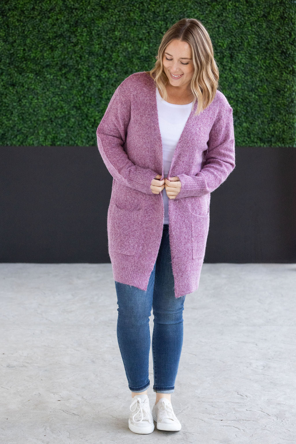 IN STOCK Madison Cozy Cardigan - Frosted Berry