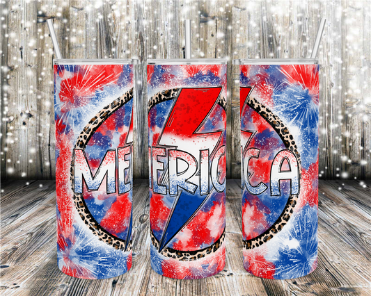 Merica Lightening Bolt Tumbler