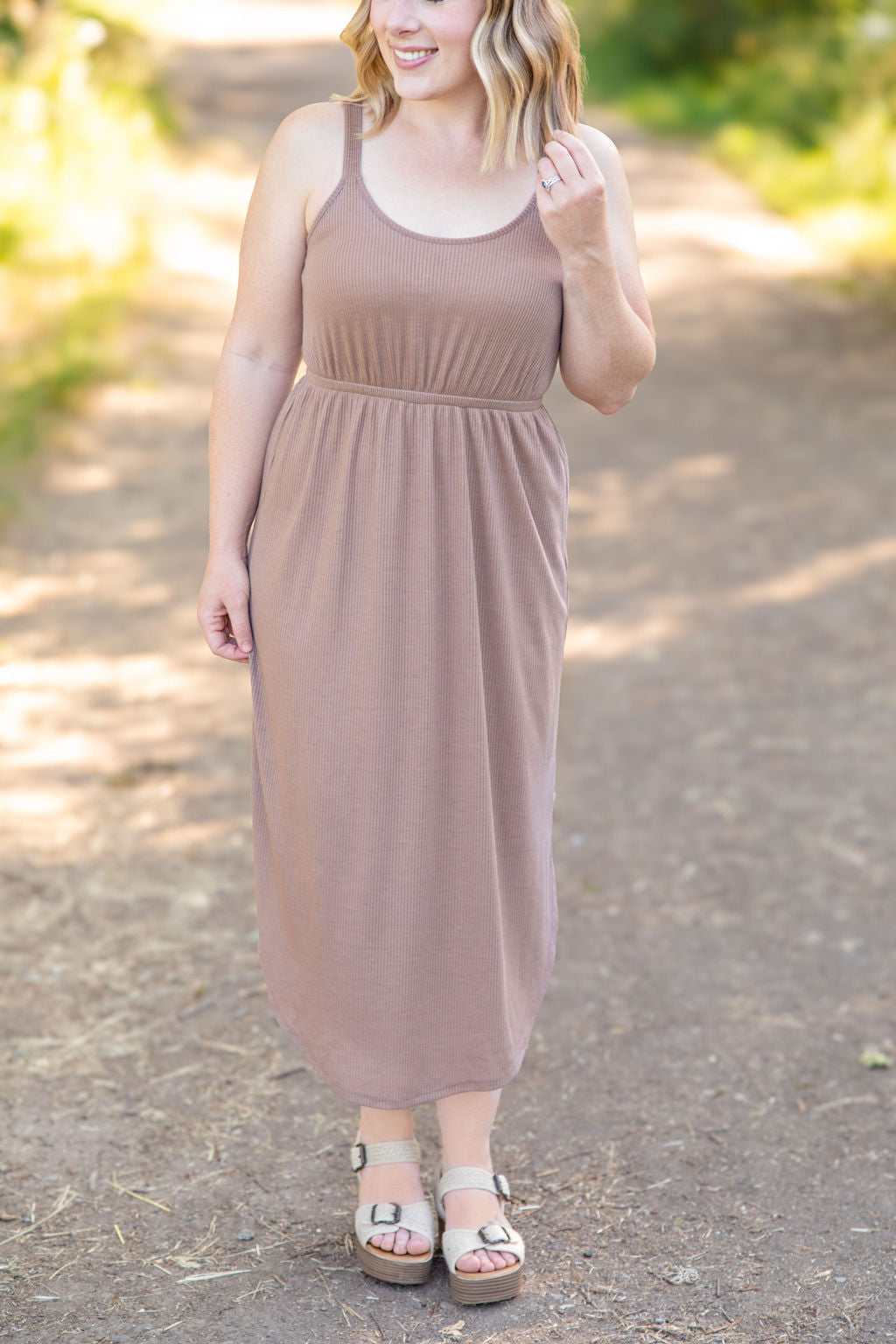 IN STOCK Reagan Ribbed Midi Dress - Mocha FINAL SALE