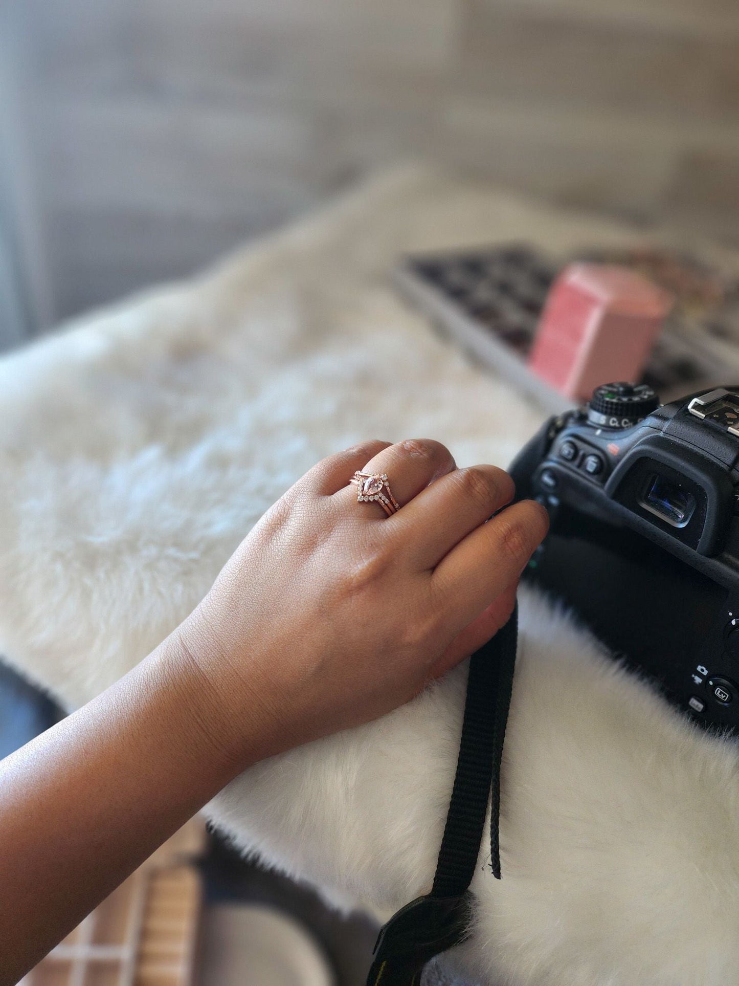 Taryn Morganite Rose Gold 3PC Ring Set