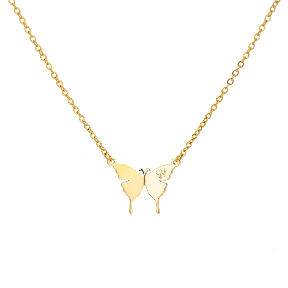 Butterfly Initial Letter Necklace