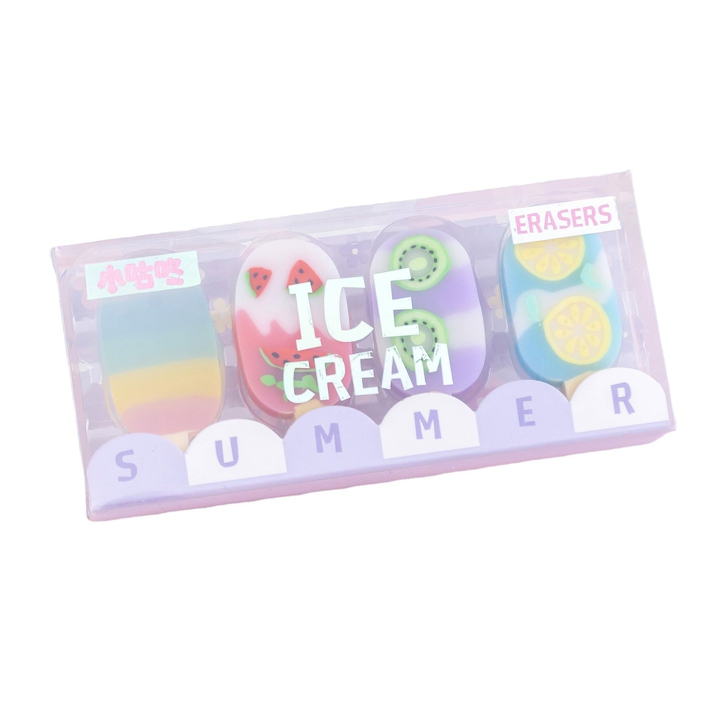 4 Pcs/Set Ice Cream Rubber Erasers