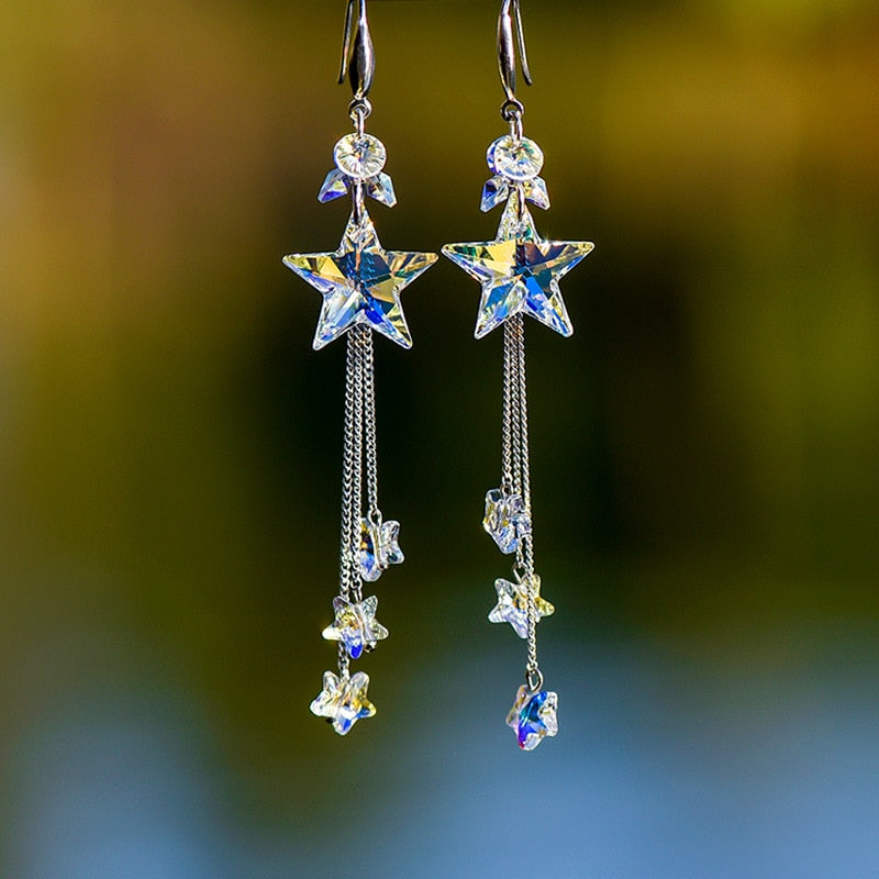 Crystal Star Dangling Earrings