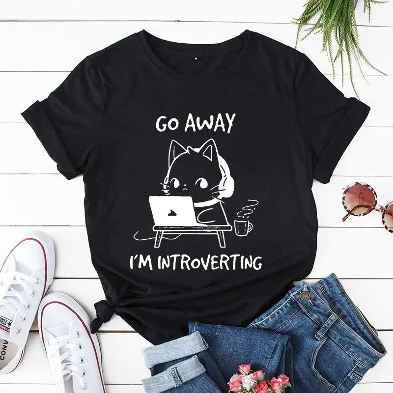 "Go Away I'm Introverting" Cat T-Shirt