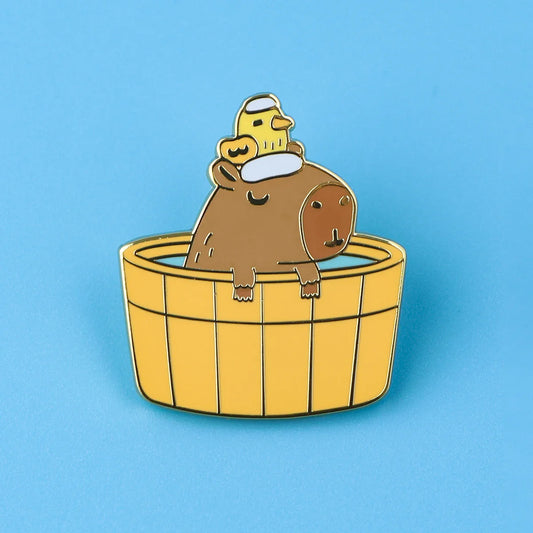 Capybara Bath Enamel Pin