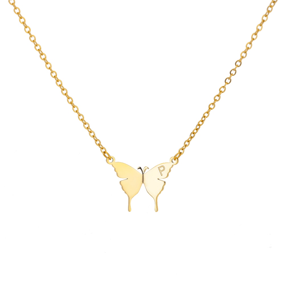 Butterfly Initial Letter Necklace