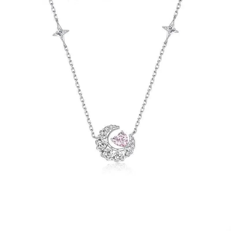 Moon Heart Zircon Pendant Necklace