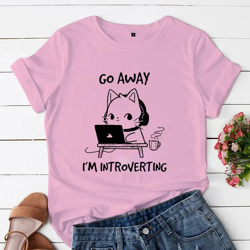 "Go Away I'm Introverting" Cat T-Shirt