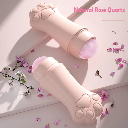 Cat Paw Rose Quartz Face Oil Absorbing Roller