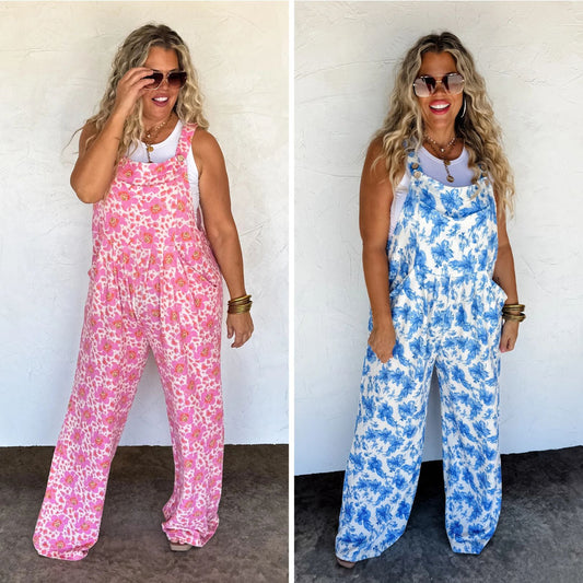 PREORDER: Cassidy Floral Boho Overalls in Two Prints