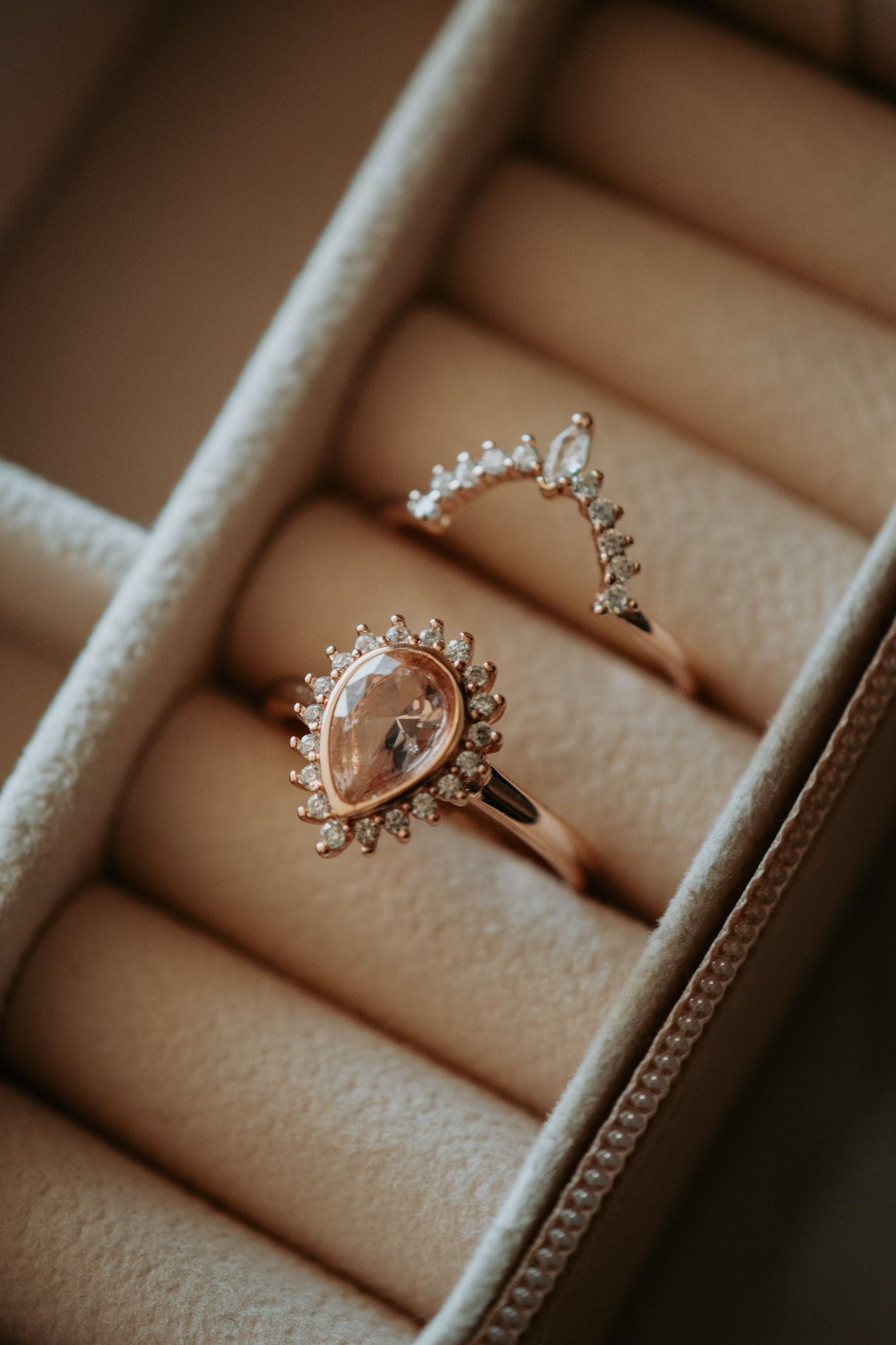 Jordyn Morganite Rose Gold Ring Set