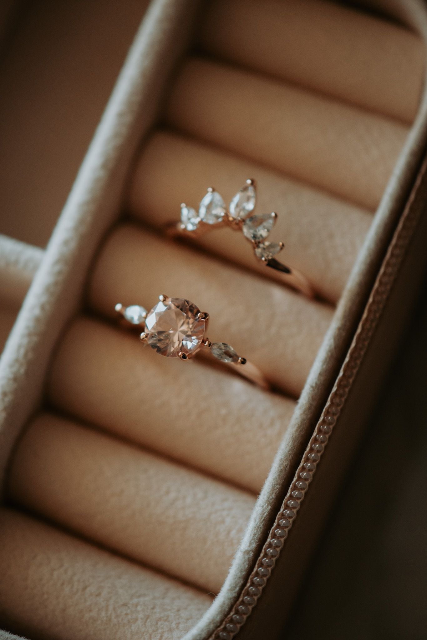 Janet Morganite Rose Gold Ring Set